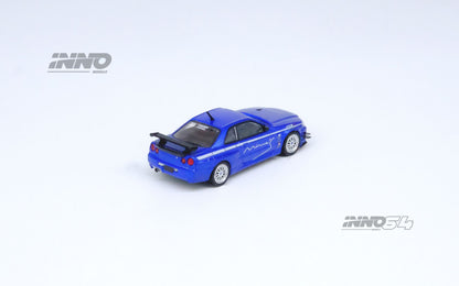 Inno64 Nissan Skyline GT-R (R34) V-Spec Tuned by Mine's Blue 1/64 Diecast