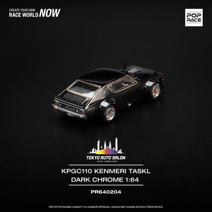 Pop Race Nissan Skyline KPGC110 Kenmeri TASKL 2024 Dark Chrome PR640204 1/64 Diecast