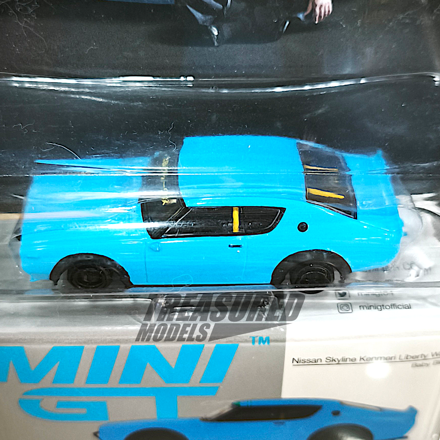 Mini GT Nissan Skyline Kenmeri Liberty Walk Baby Blue IMX MGT00712 1/64 Diecast