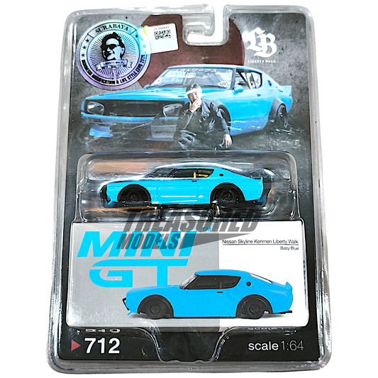 Mini GT Nissan Skyline Kenmeri Liberty Walk Baby Blue IMX MGT00712 1/64 Diecast