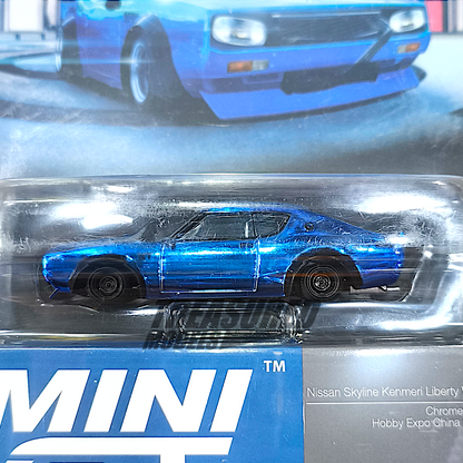 Mini GT Nissan Skyline Kenmeri Liberty Walk Chrome Blue Hobby Expo China 2024 MGT00730 1/64 Diecast
