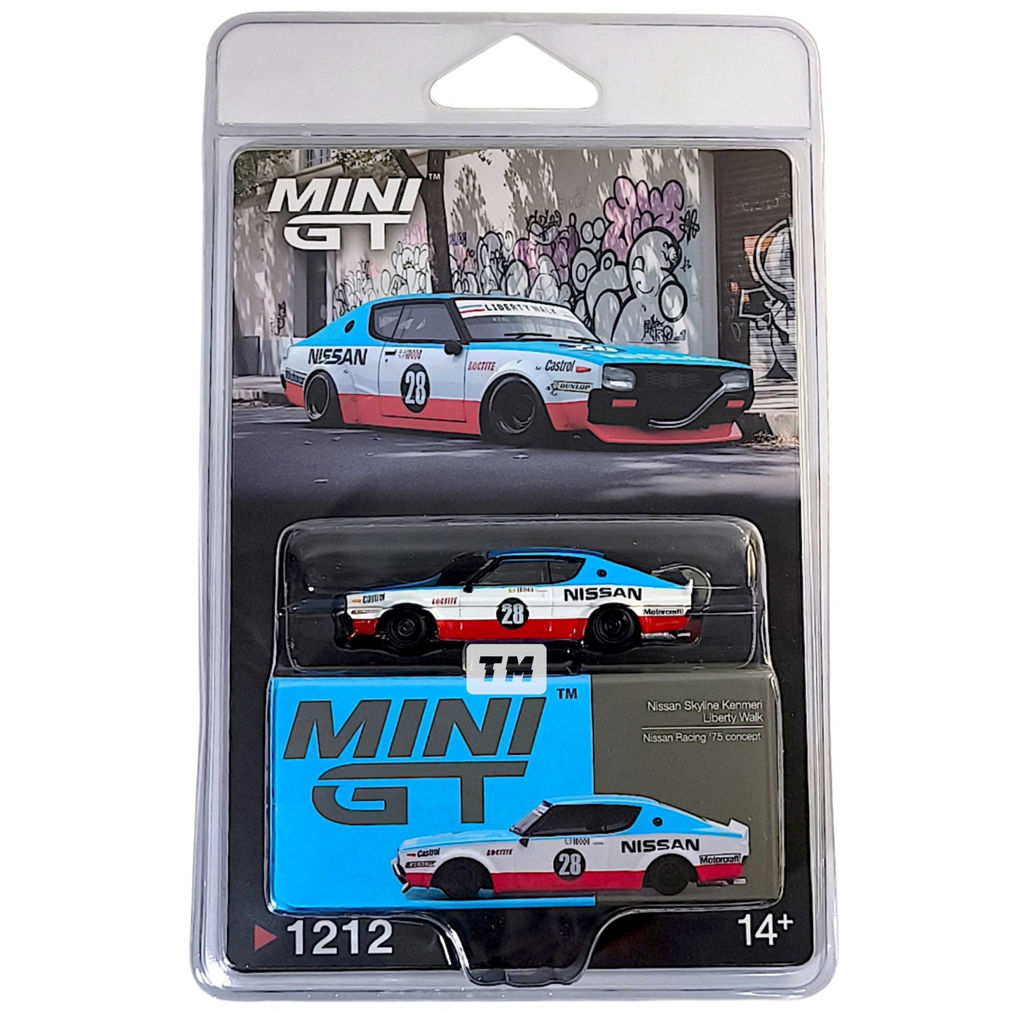 Mini GT Nissan Skyline Kenmeri Liberty Walk Nissan Racing '75 concept Blister Packaging MGT01212-BL 1/64 Diecast