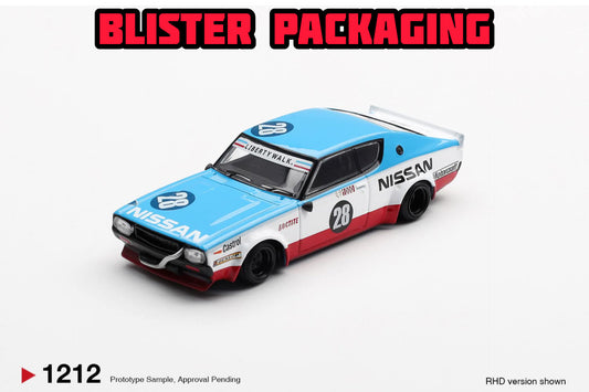 [Pre-Order] Mini GT Nissan Skyline Kenmeri Liberty Walk Nissan Racing '75 concept Blister Packaging MGT01212BL 1/64 Diecast
