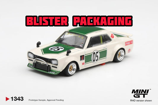 [Pre-Order] Mini GT Nissan Skyline LB-WORKS HAKOSUKA White Green Blister Packaging MGT01343-BL 1/64 Diecast