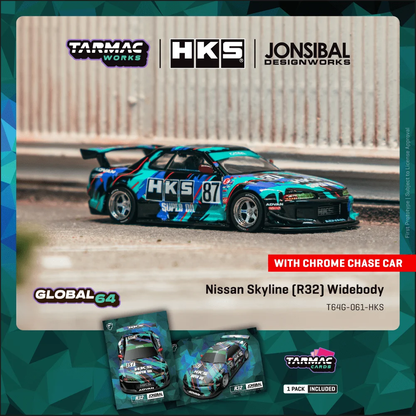 Tarmac Works Nissan Skyline R32 Widebody Jon Sibal HKS T64G-061-HKS 1/64 Diecast