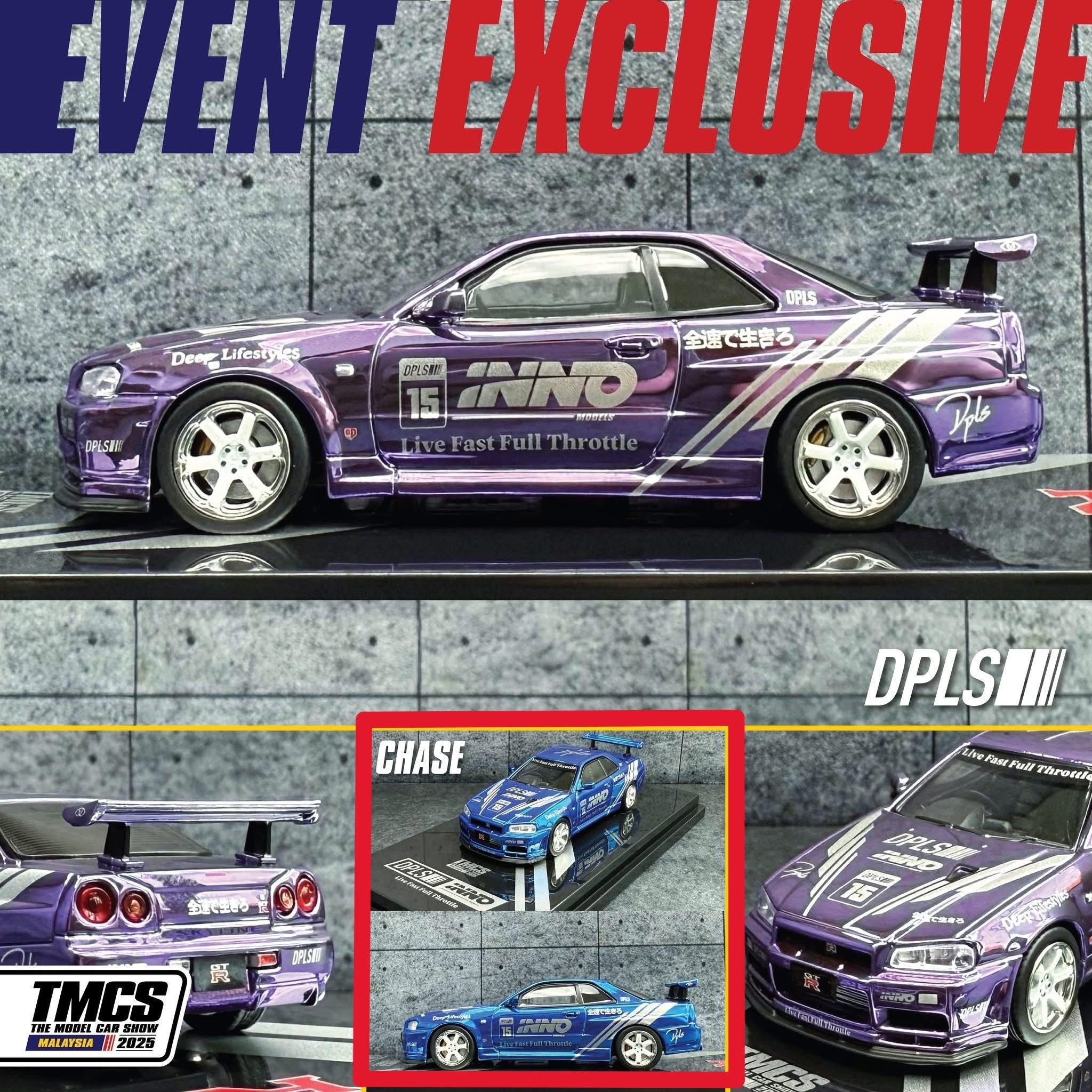 INNO64 イノモデルR34 DLPS TMCS 2025 INNO64 x DPLS Nissan Skyline GT-R34 Purple Chase | 2025 The