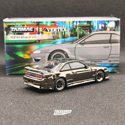 CHASE! Tarmac Works Nissan VERTEX Silvia S14 Black Chrome Chase T64G-018-GY 1/64 Diecast