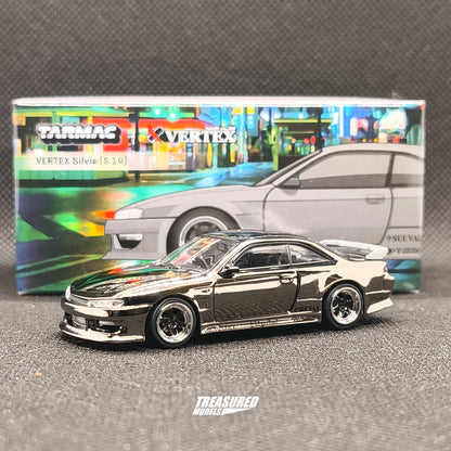 CHASE! Tarmac Works Nissan VERTEX Silvia S14 Black Chrome Chase T64G-018-GY 1/64 Diecast