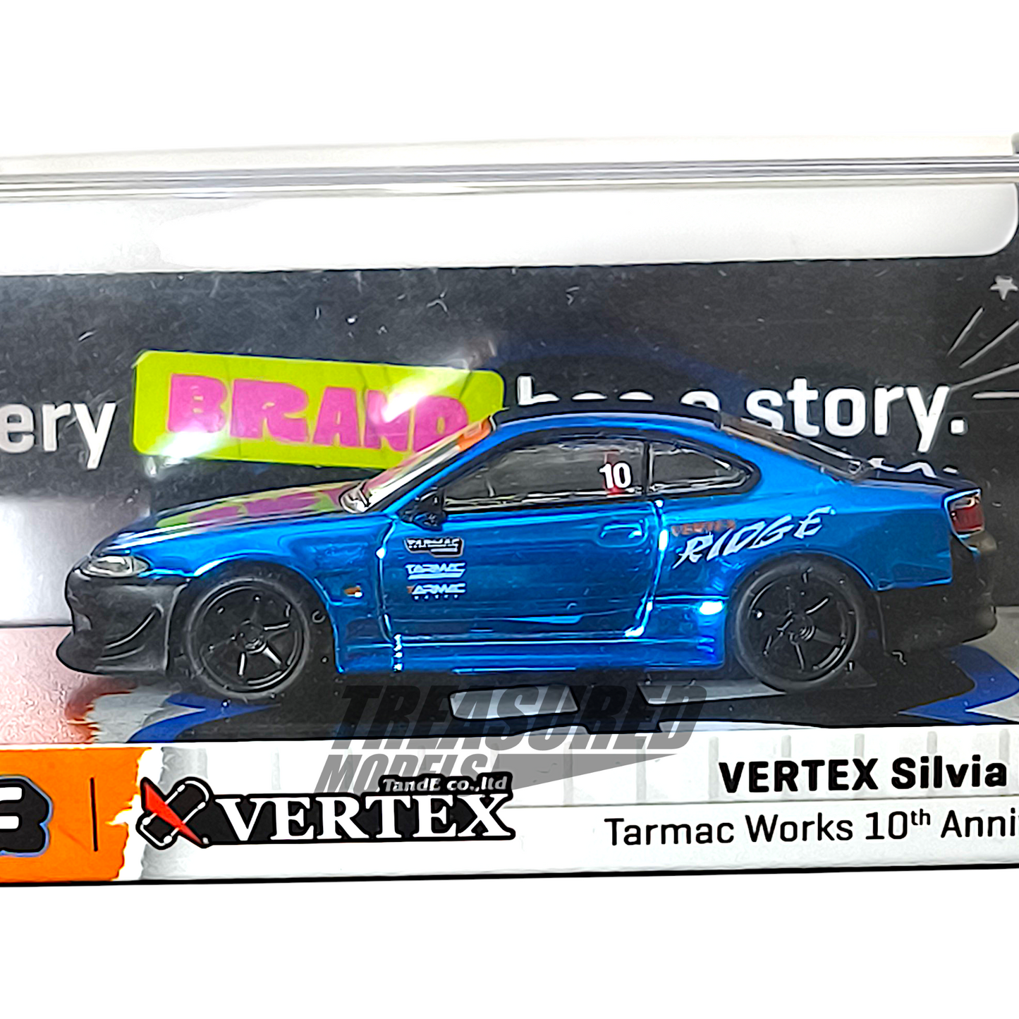 Tarmac Works Nissan Vertex Silvia S15 Tarmac Works 10th Anniversary Dinner Exclusive Chrome Blue 1/64 Diecast