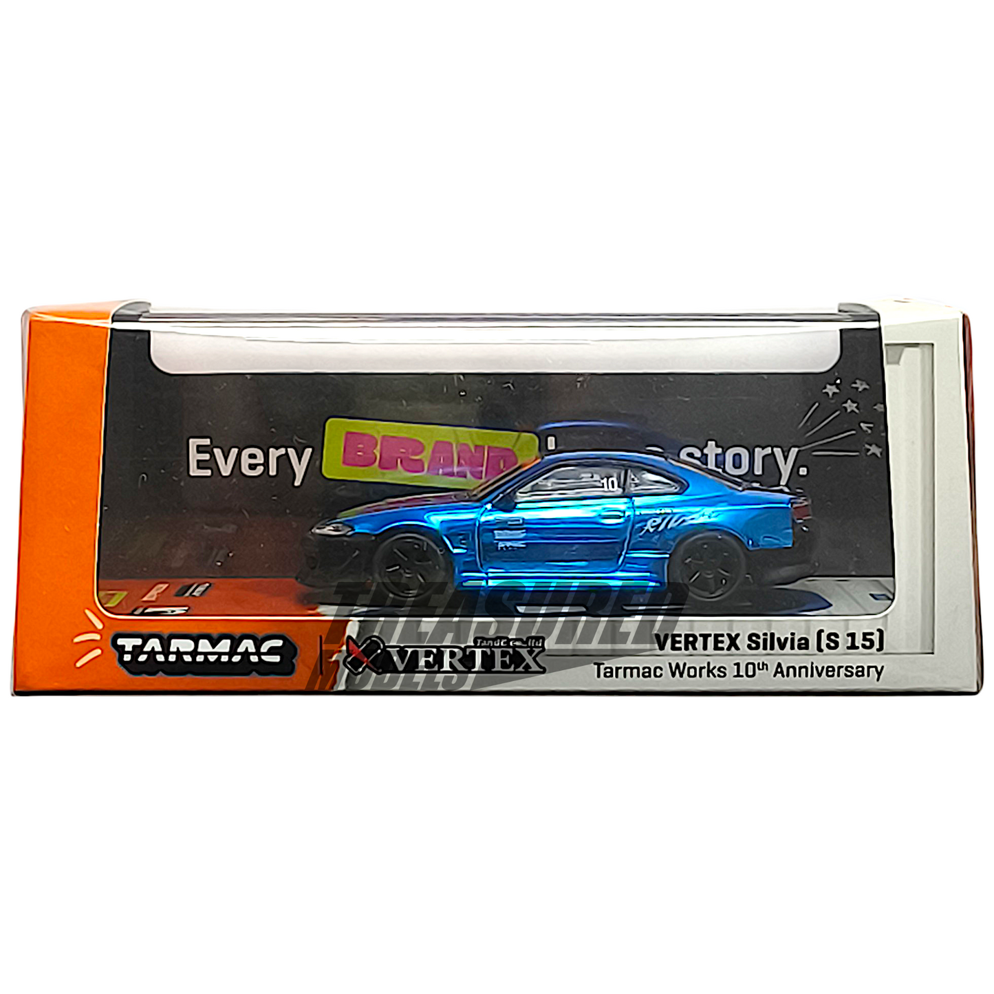Tarmac Works Nissan Vertex Silvia S15 Tarmac Works 10th Anniversary Dinner Exclusive Chrome Blue 1/64 Diecast