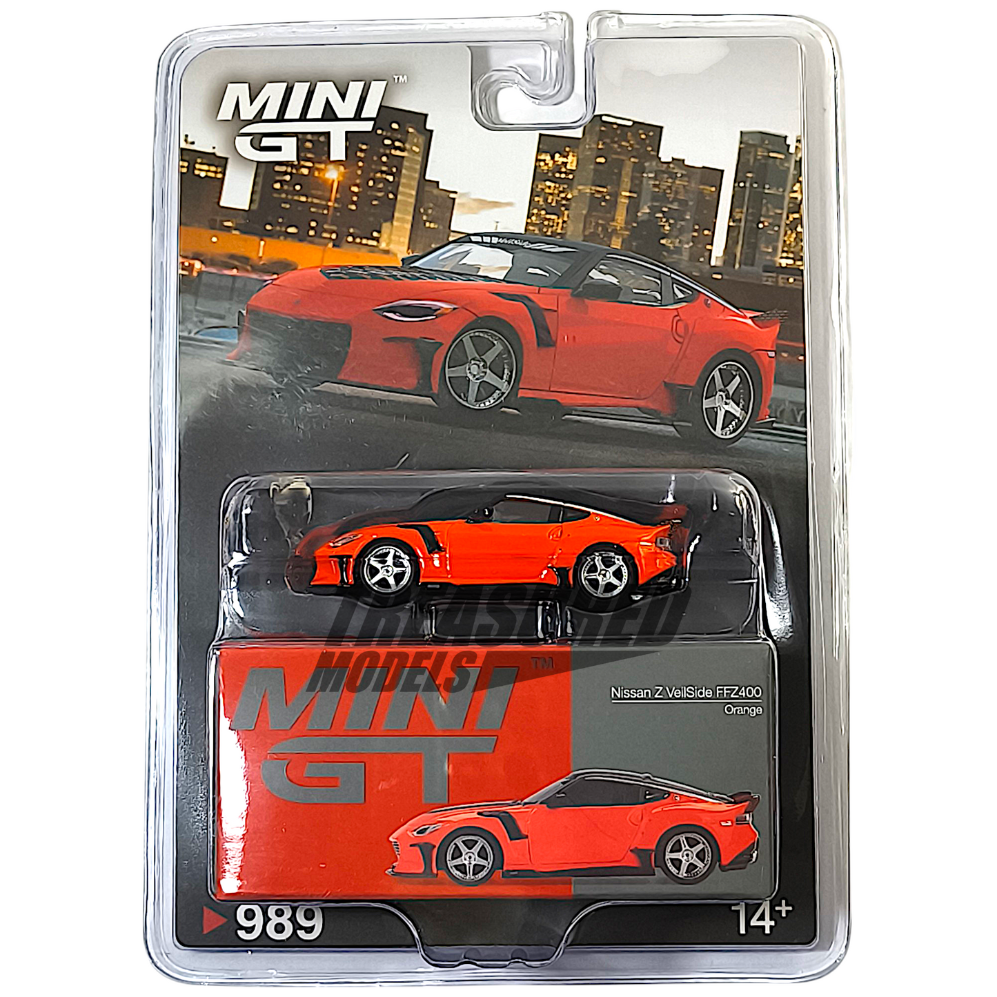 MINI GT　VEILSIDE　ニッサン フェアレディZ　オレンジ クローム MINI GT 1/64 (ダイキャスト製) Nissan Z Veilside FFZ400 オレンジ(左