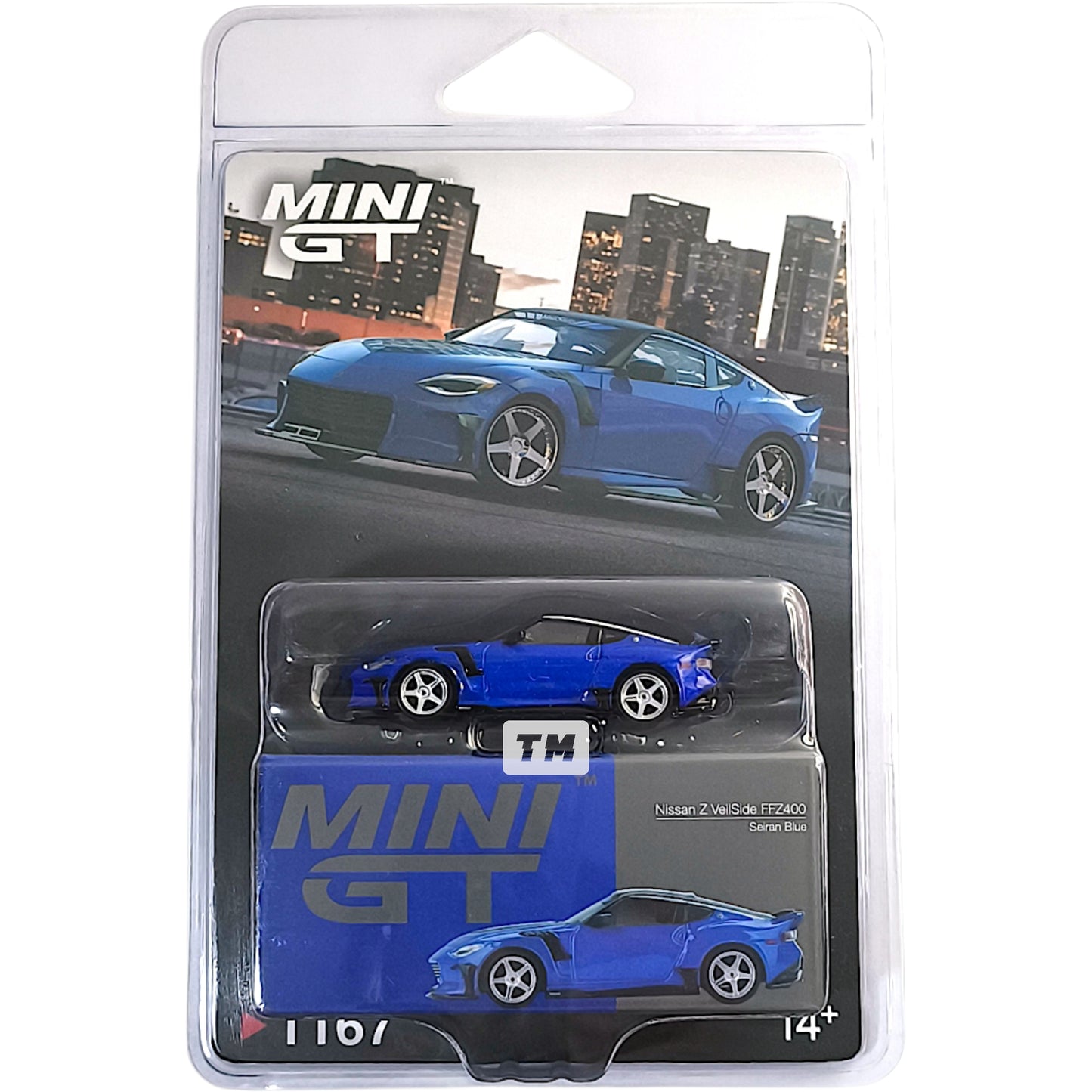 Mini GT Nissan Z VeilSide FFZ400 Seiran Blue Blister Packaging MGT01167BL 1/64 Diecast