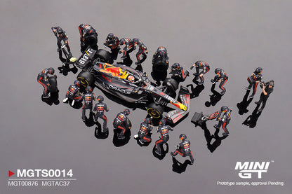 Mini GT Oracle Red Bull Racing RB19 #1 Max Verstappen 2023 F1 2023 Japanese Grand Prix Pit Crew Set MGT00876 MGTAC37 MGTS0014 1/64 Diecast