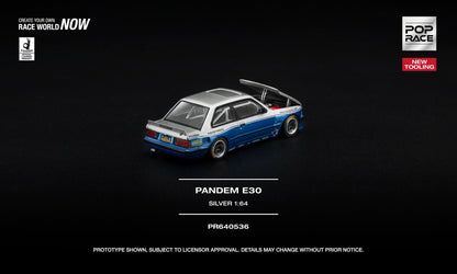[Pre-Order] Pop Race PANDEM E30 SILVER PR640536 1/64 Diecast