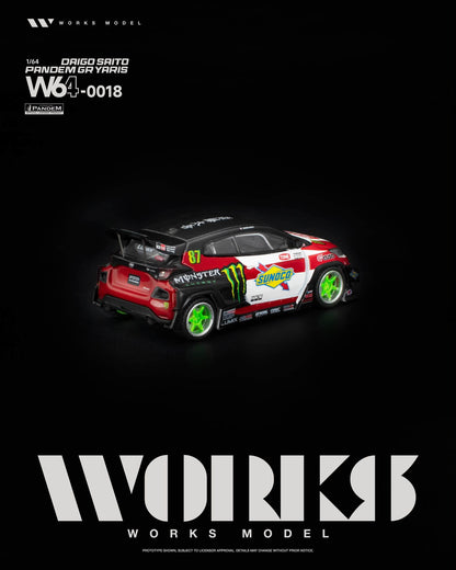 [Pre-Order] Works Model PANDEM GR YARIS DAIGO SAITO W640018 1/64 Diecast
