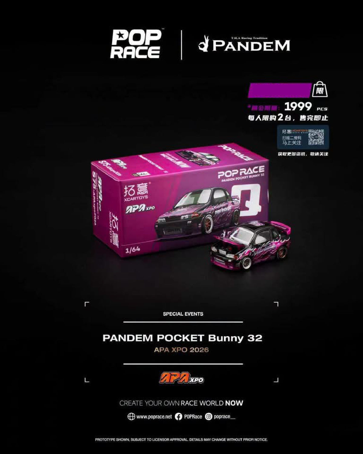 [APAxpo] POP RACE PANDEM POCKET BUNNY 32 APAxpo 2026 1/64 Diecast