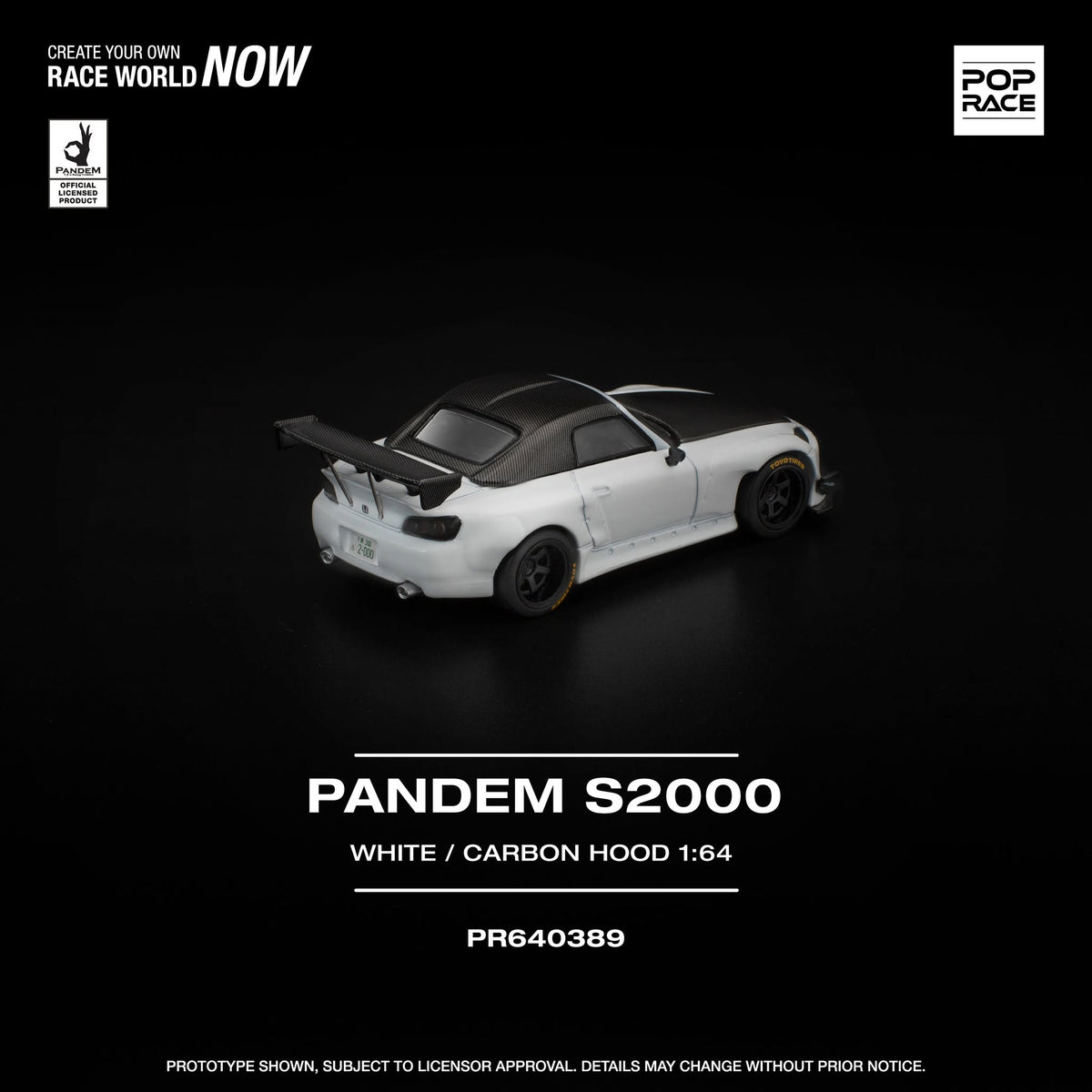 Pop Race PANDEM S2000 HARDTOP WHITE PR640389 1/64 Diecast