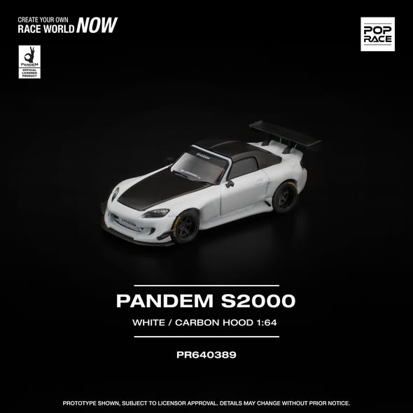 Pop Race PANDEM S2000 HARDTOP WHITE PR640389 1/64 Diecast