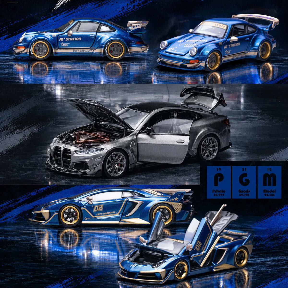 PGM LBWK A1 Station - M4 G82 - RWB 964 (3pcs Set) APAxpo 2026 1/64 Diecast
