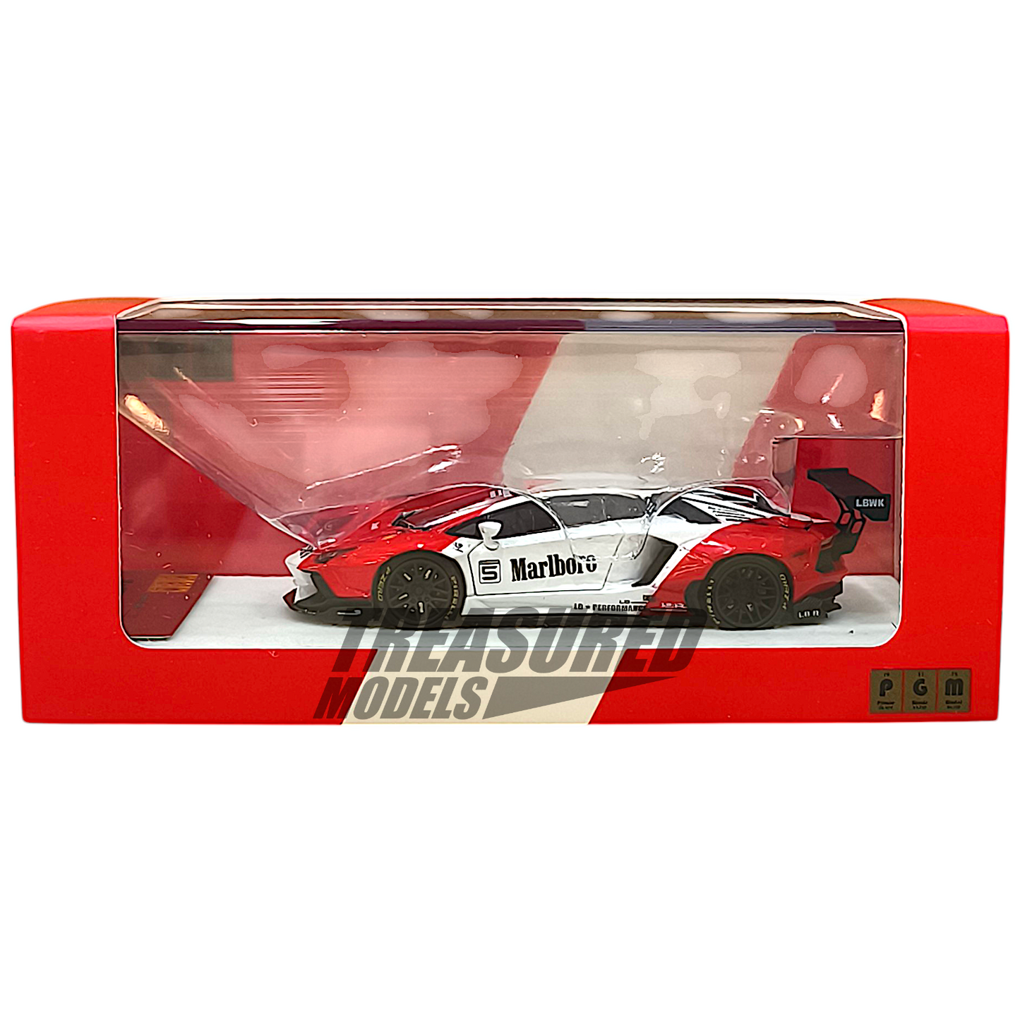 PGM Lamborghini LB Aventador LP700 White Red PGM-640405 1/64 Diecast