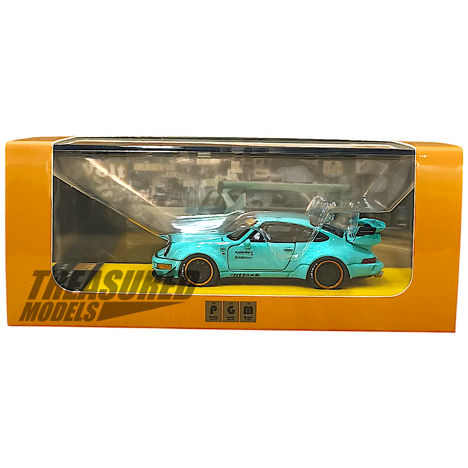 ミニカー PGM 1⁄64 PORSCHE RWB 964 Tiffany Blue 1:64 Diecast Model