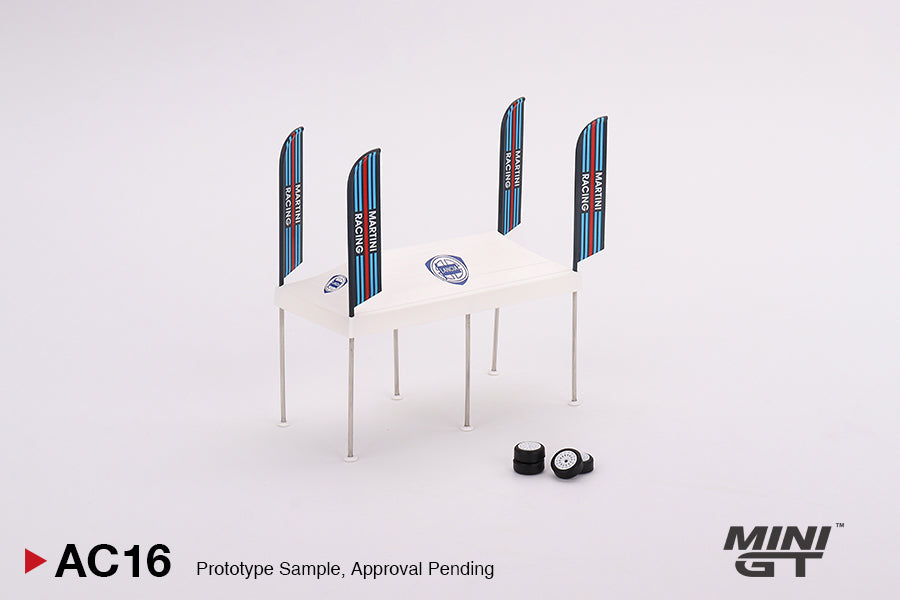 Mini GT Paddock Service Tent Set - Martini Racing MGTAC16 1/64 Diecast