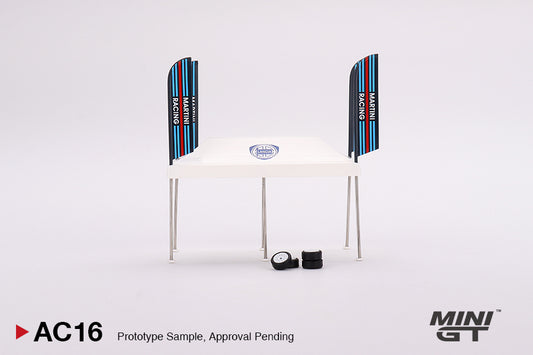 Mini GT Paddock Service Tent Set - Martini Racing MGTAC16 1/64 Diecast
