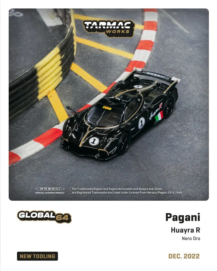 Tarmac Works Pagani Huayra R Nero Oro T64G-TL035-BK 1/64 Diecast