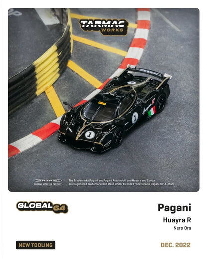 Tarmac Works Pagani Huayra R Nero Oro T64G-TL035-BK 1/64 Diecast