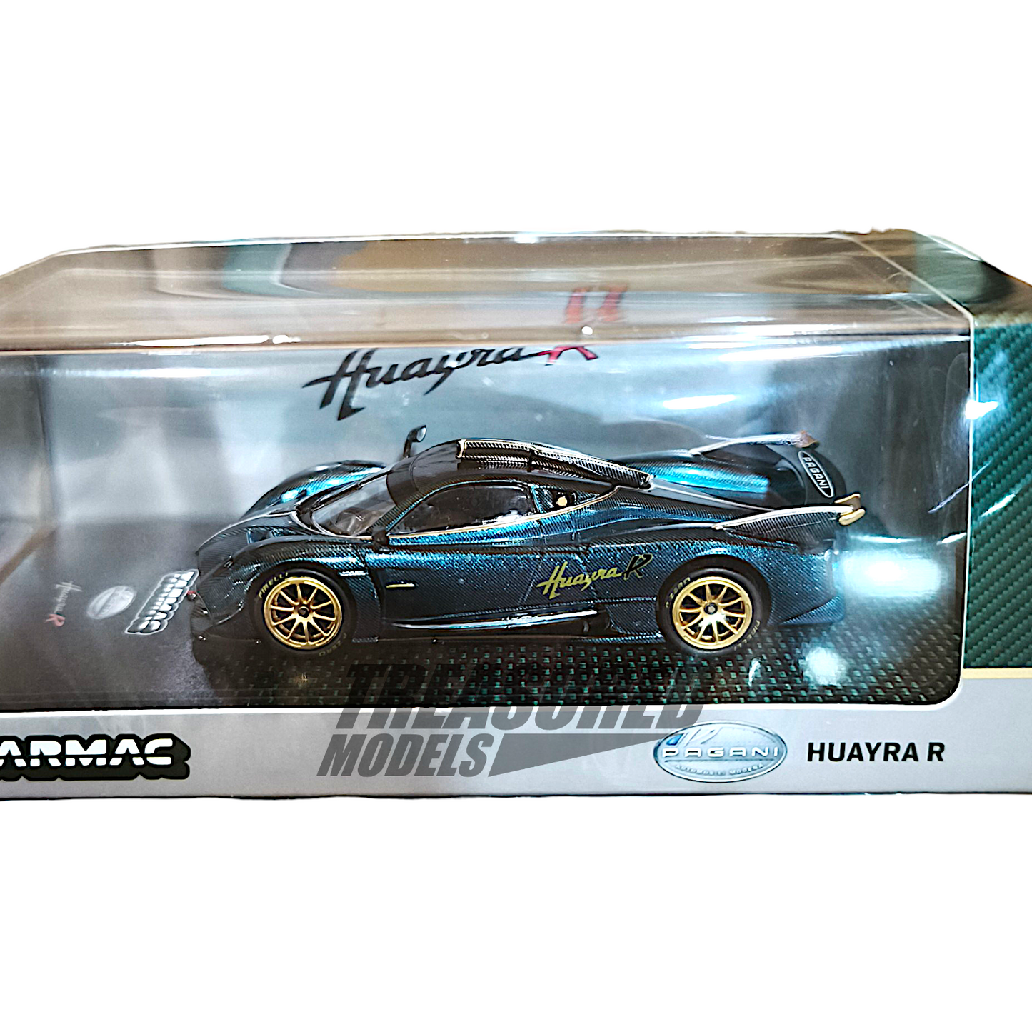 Tarmac Works Pagani Huayra R Turquoise Carbon Fiber – USA Special Edition T64G-TL035-TCF 1/64 Diecast
