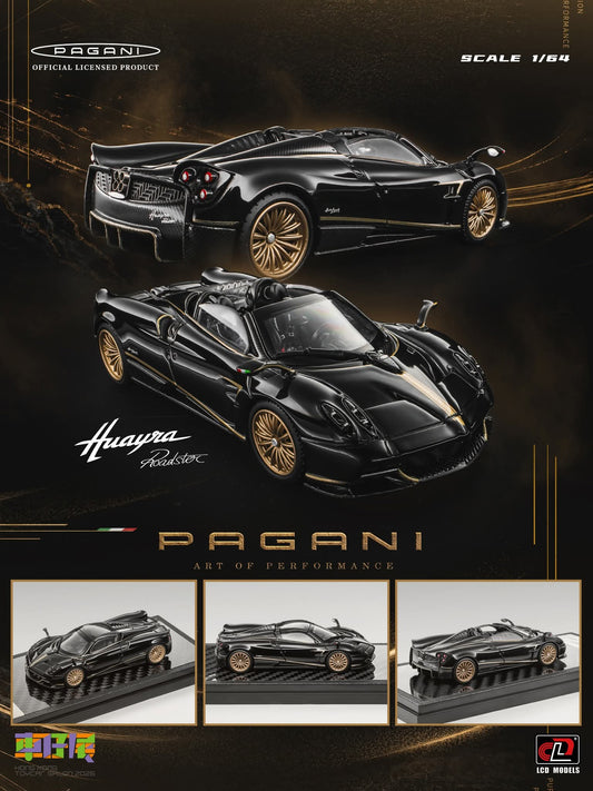 LCD Models Pagani Huayra Roadster Black HK Toy Car Salon 2026 1/64 Diecast