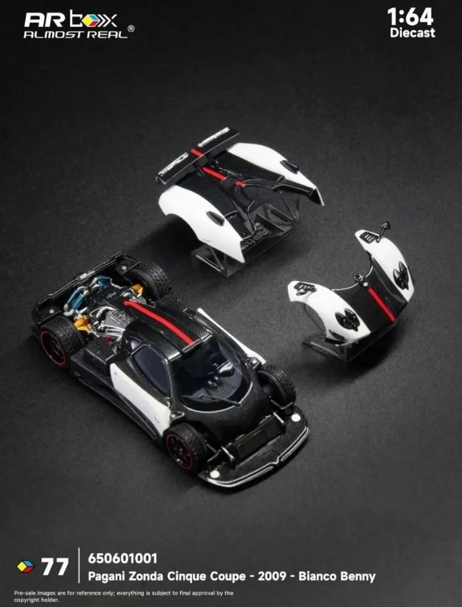 [Pre-Order] Almost Real AR Box Pagani Zonda Cinque Coupe 2009 Bianco Benny 77 650601001 1/64 Diecast