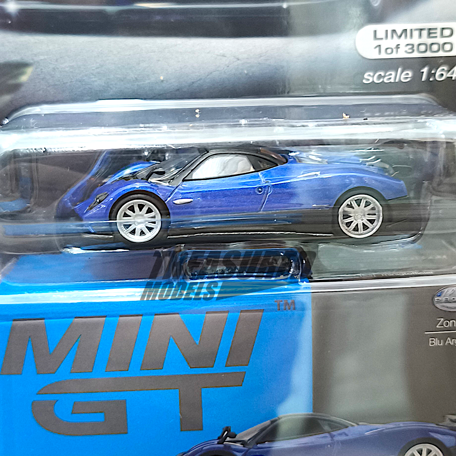 Mini GT Pagani Zonda F Blu Argentina Blister Packaging MGT00408 1
