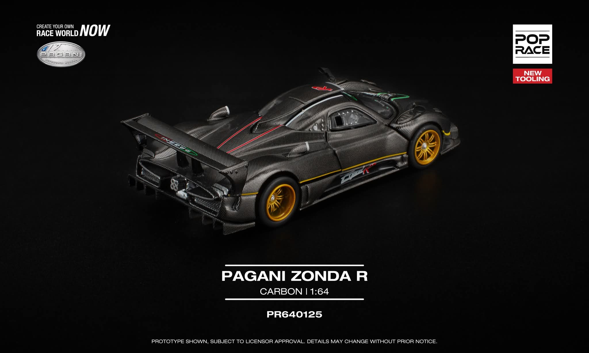 Pre-Order* Pop Race Pagani Zonda R Carbon PR640125 1/64 Diecast