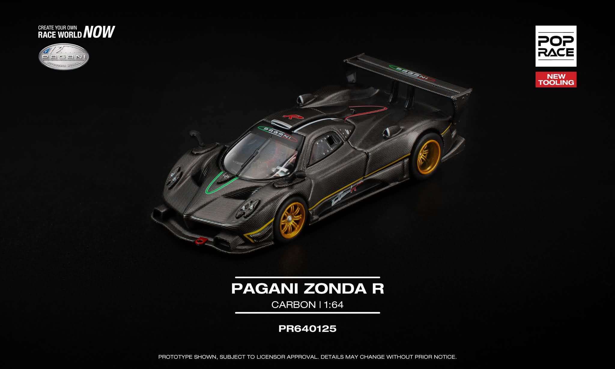 Pre-Order* Pop Race Pagani Zonda R Carbon PR640125 1/64 Diecast