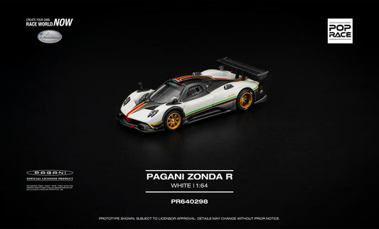[Pre-Order] Pop Race Pagani Zonda R White PR640298 1/64 Diecast