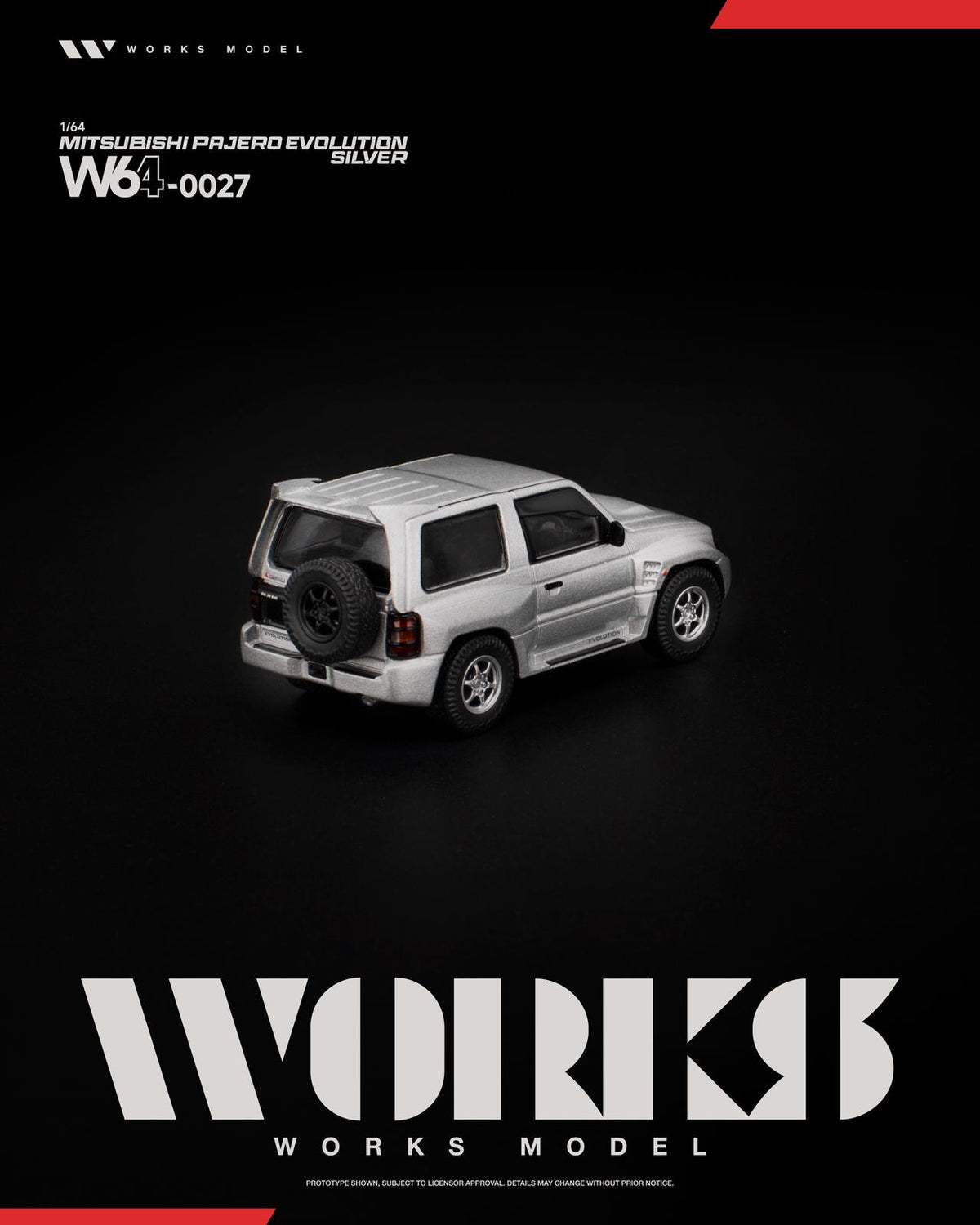 [Pre-Order] Works Model Pajero Evolution Silver W640027 1/64 Diecast