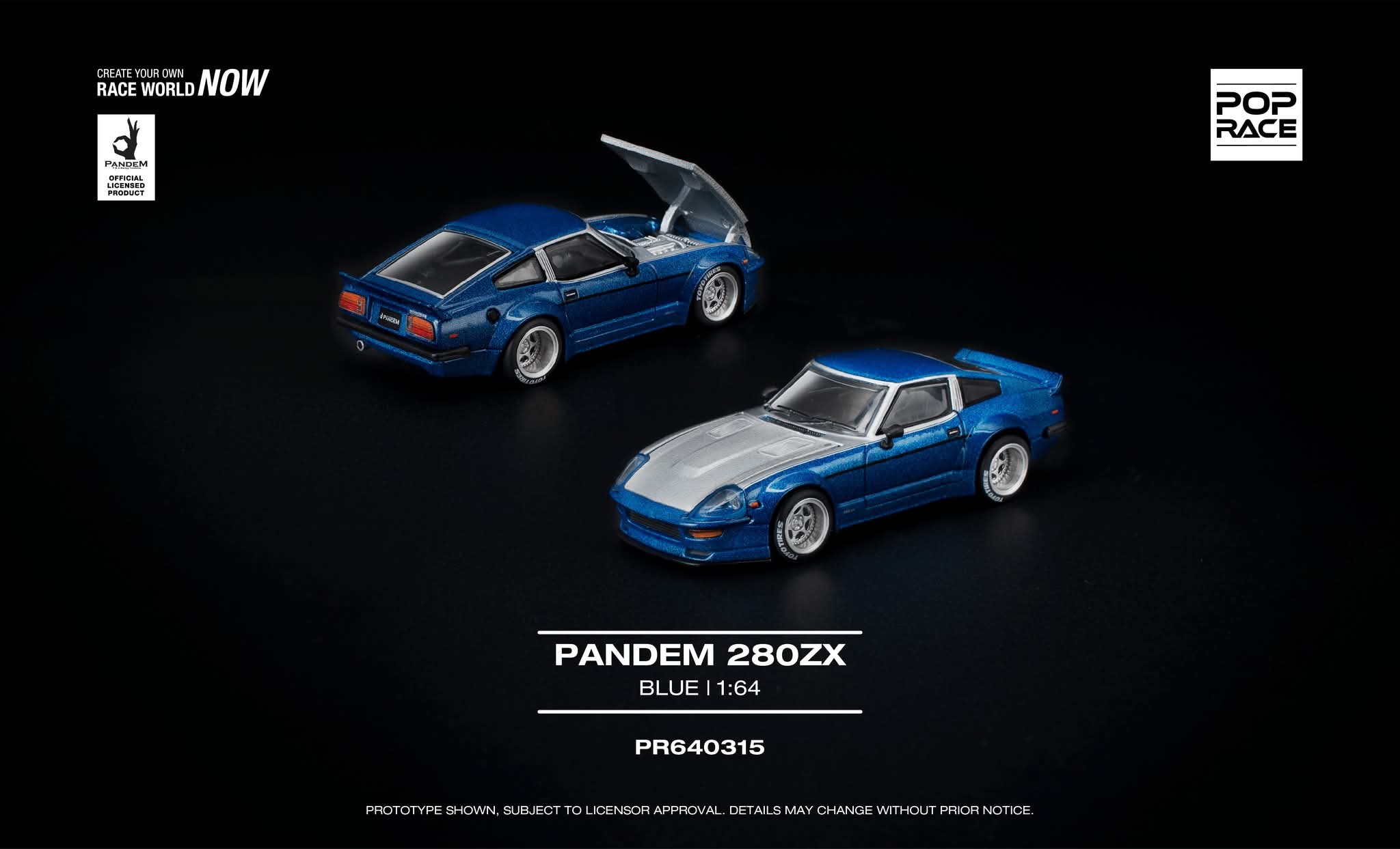 Pre-Order] Pop Race Pandem 280ZX Blue PR640315 1/64 Diecast