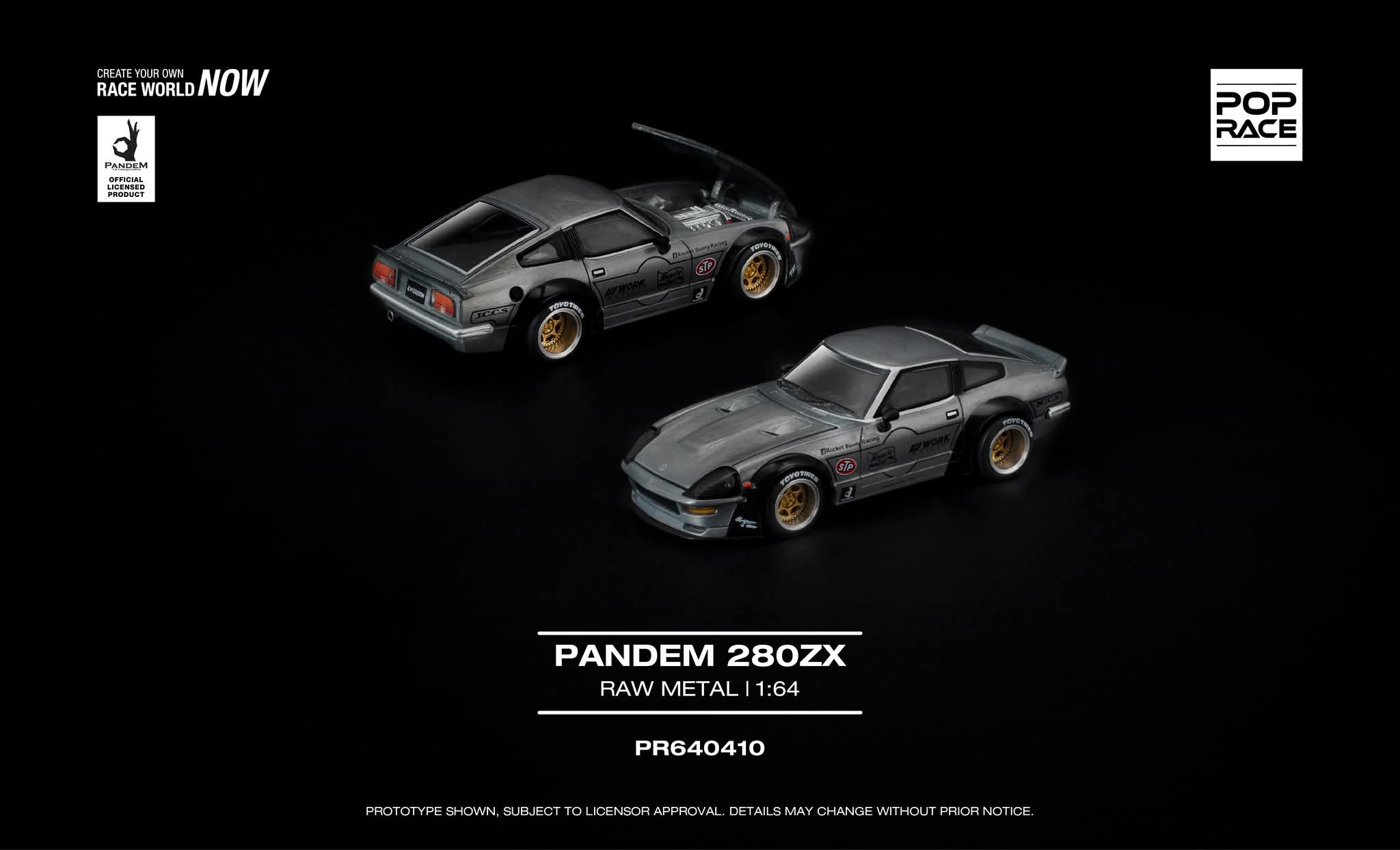 Pre-Order] Pop Race Pandem 280ZX Raw Metal PR640410 1/64 Diecast