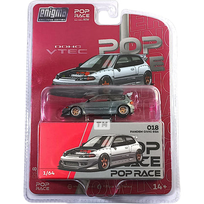 Pop Race Pandem Civic EG6 Raw Metal PRE018 1/64 Diecast