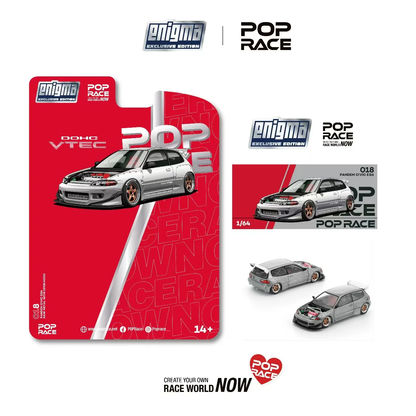 Pop Race Pandem Civic EG6 Raw Metal PRE018 1/64 Diecast