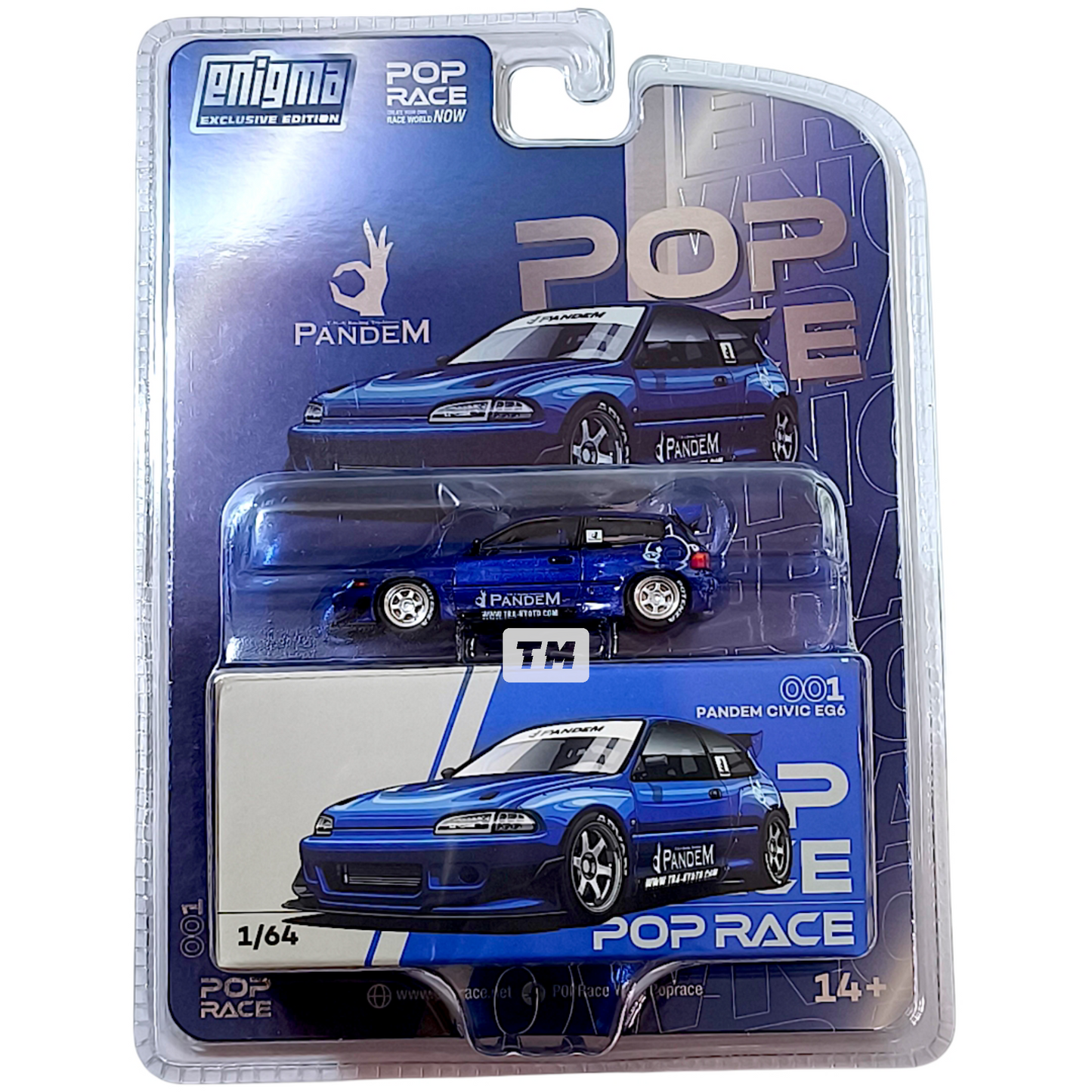Pop Race Pandem Civic EG6 V1.5 Metallic Blue PRE001 1/64 Diecast