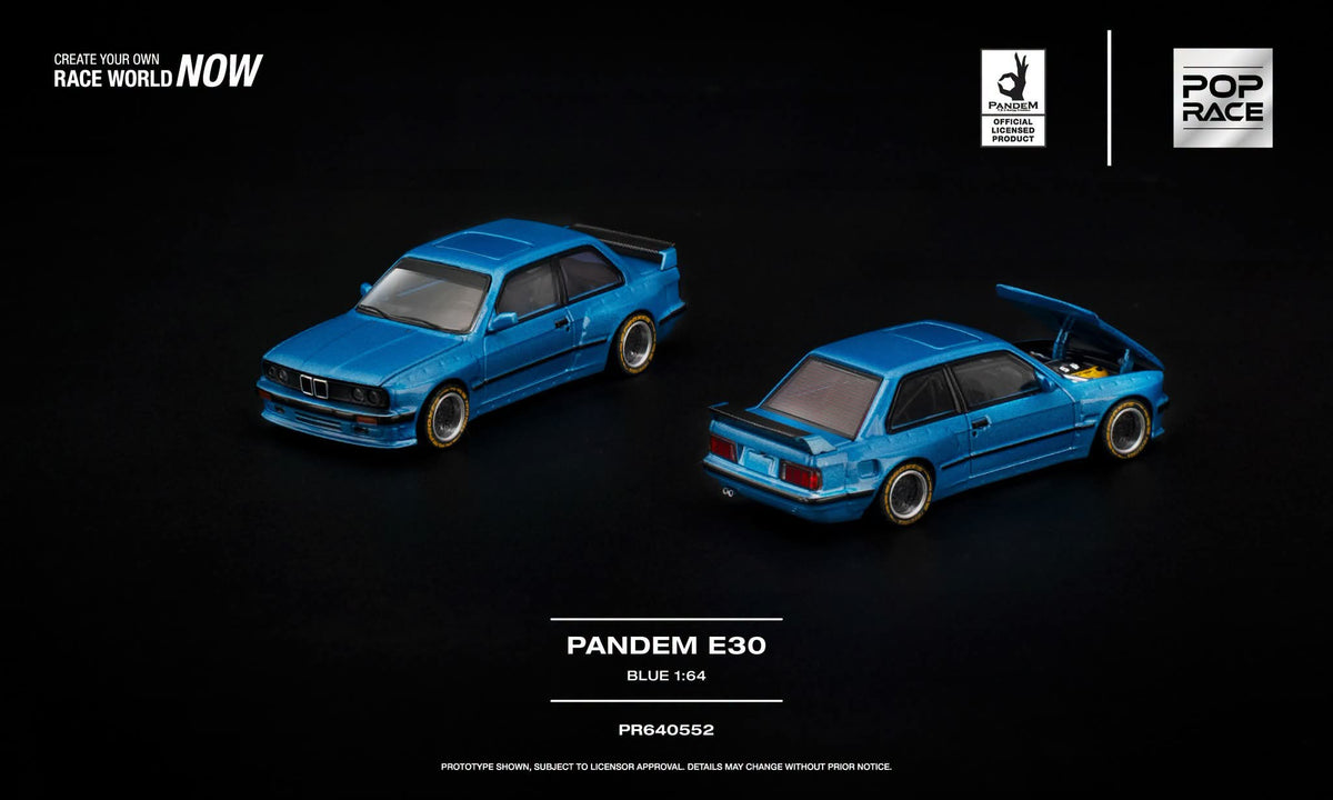 [Pre-Order] Pop Race Pandem E30 Blue PR640552 1/64 Diecast