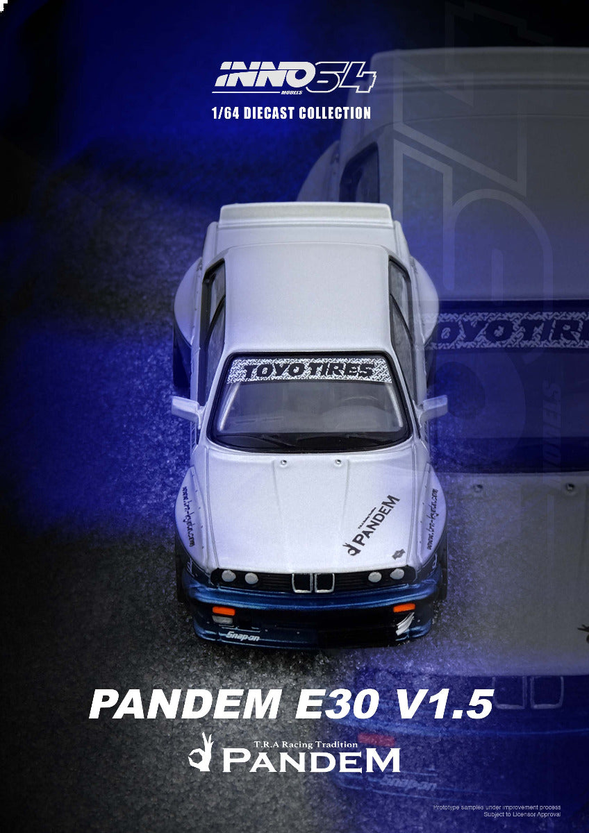 Inno64 Pandem E30 M3 Silver Blue IN64-E30P-SILBLU 1/64 Diecast