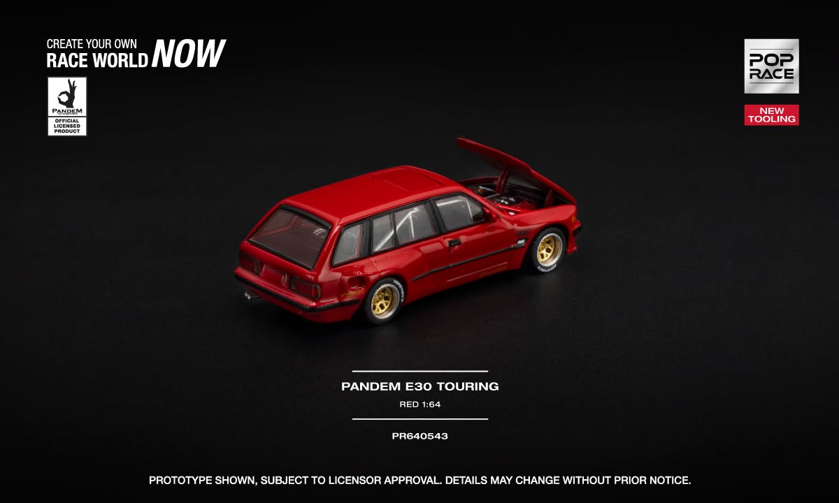 [Pre-Order] Pop Race Pandem E30 Touring Red PR640543 1/64 Diecast
