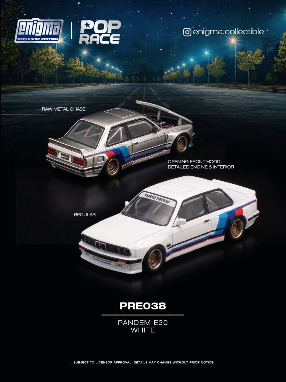 [Pre-Order] Pop Race Pandem E30 White PRE038 1/64 Diecast