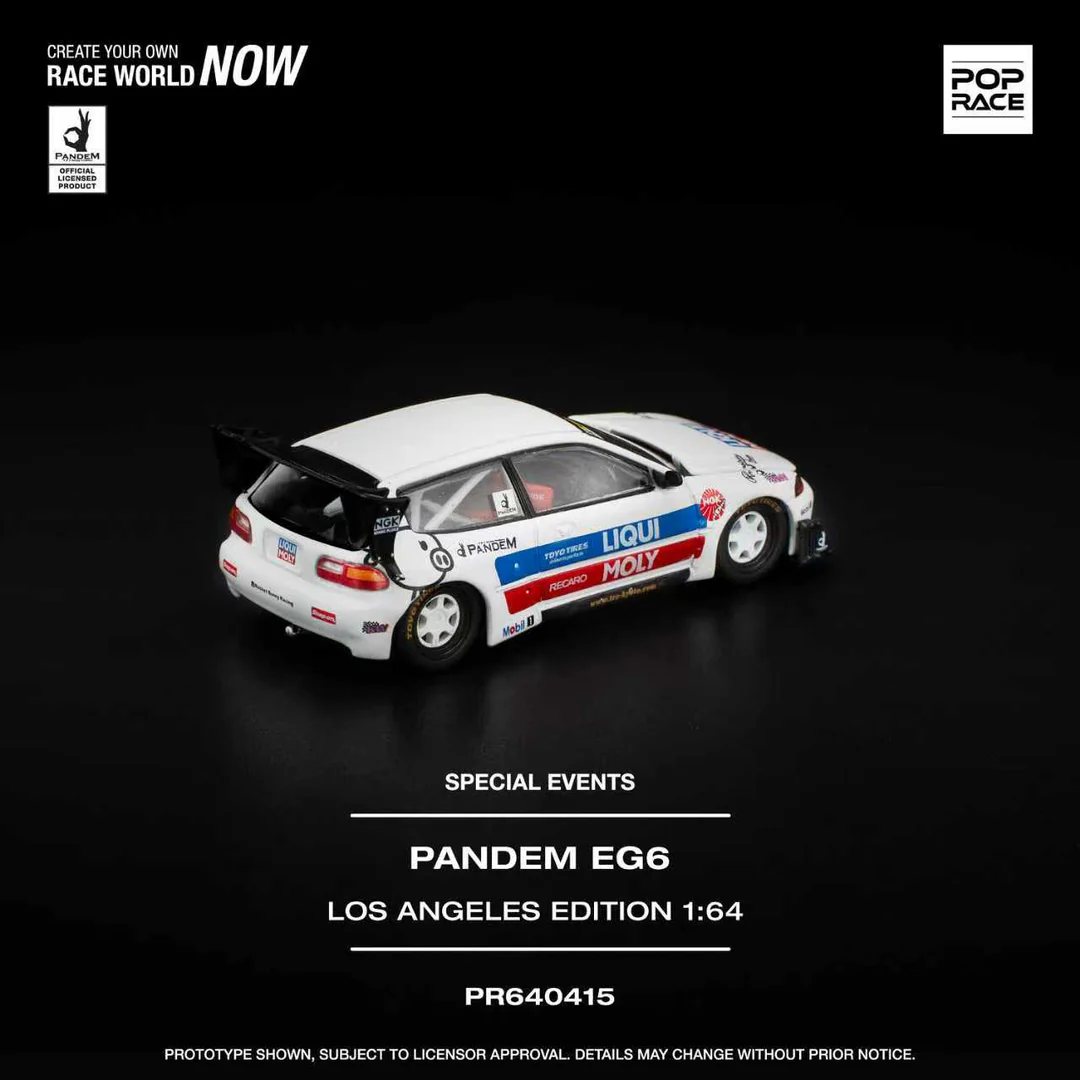 Pop Race Pandem EG6 White LA Exclusive PR640415 1/64 Diecast