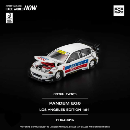 Pop Race Pandem EG6 White LA Exclusive PR640415 1/64 Diecast