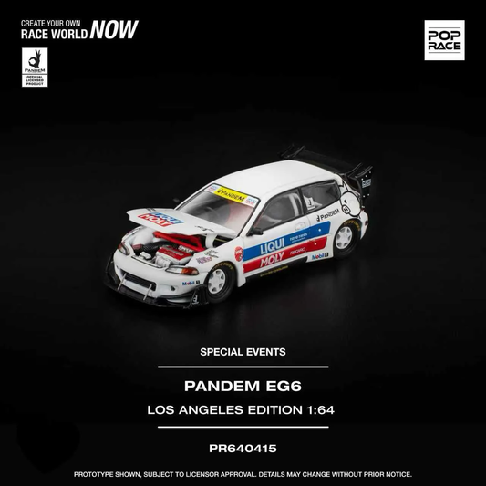 Pop Race Pandem EG6 White LA Exclusive PR640415 1/64 Diecast