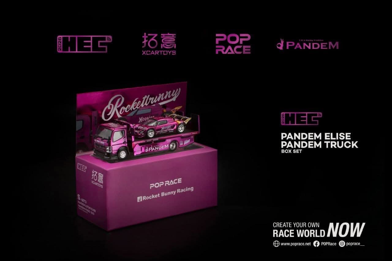 [HEC2026] Pop Race Pandem Elise Pandem Truck Purple Chrome Set HEC 2026 1/64 Diecast